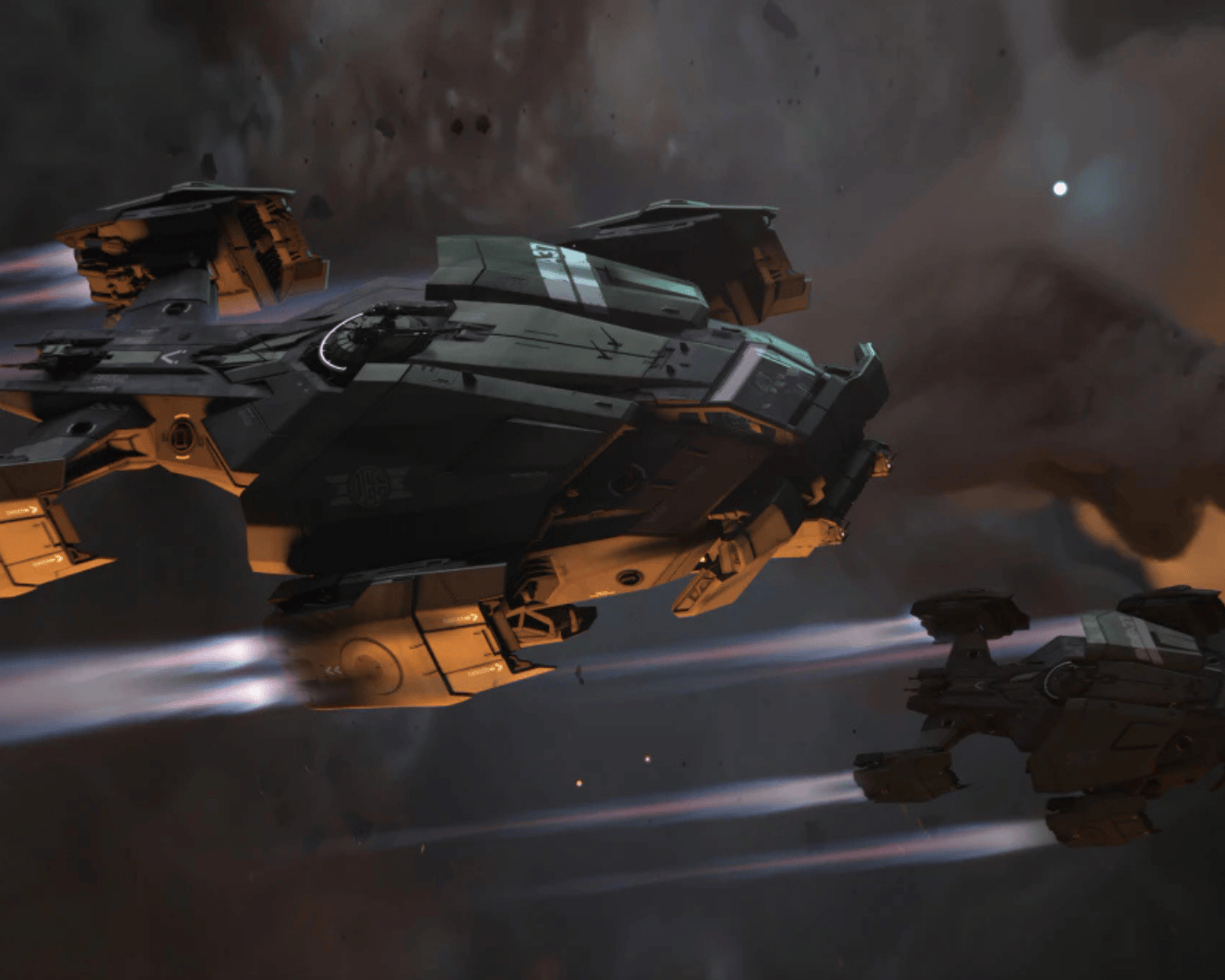 legionnaire boarding craft inbound on a strike mission against an enemy capital ship.
