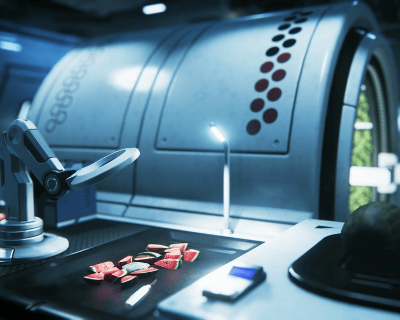 research station delfi examining crops grown on the surface of microtech.