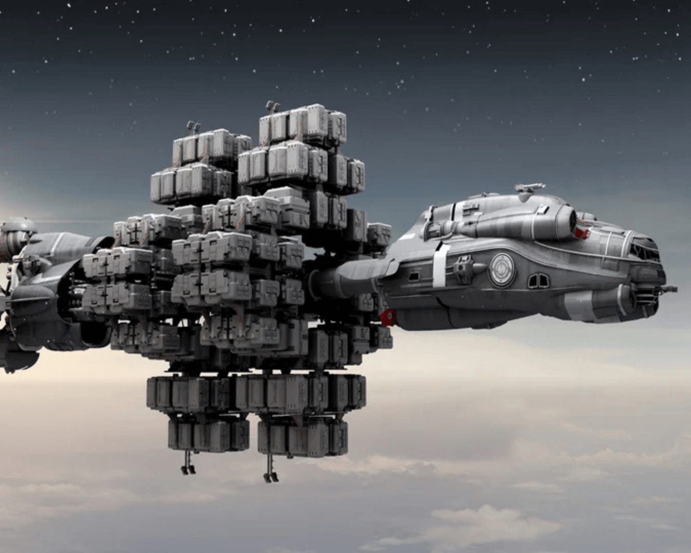 The hull D a capital class transport ship for hauling standard cargo units long distance.