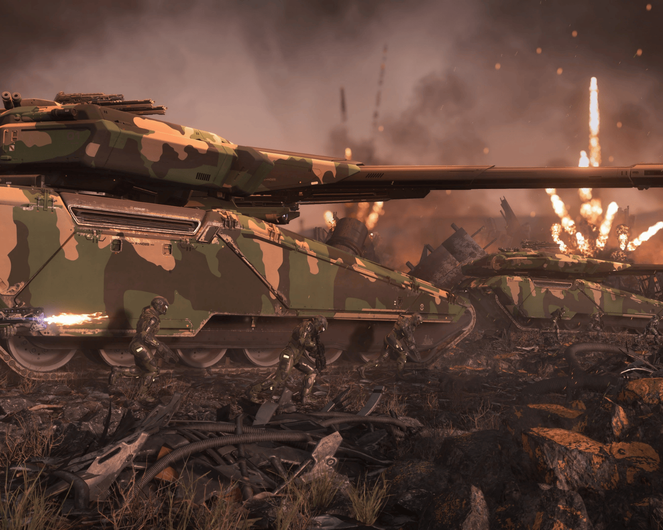 A few marines and tanks fighting against the van dul.